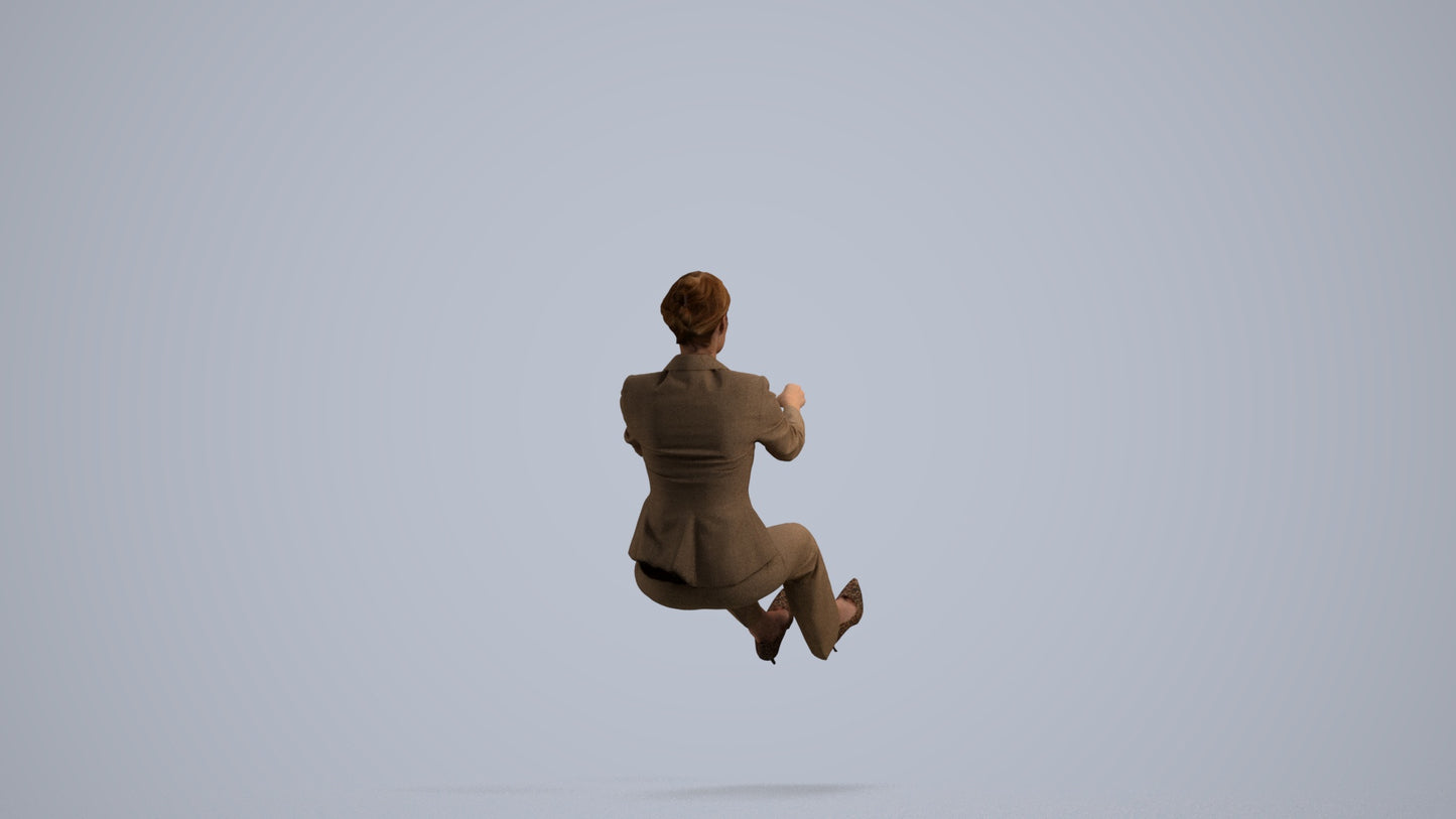 3D scanned woman driving business, photorealistic archviz people for Enscape and SketchUp, front view render