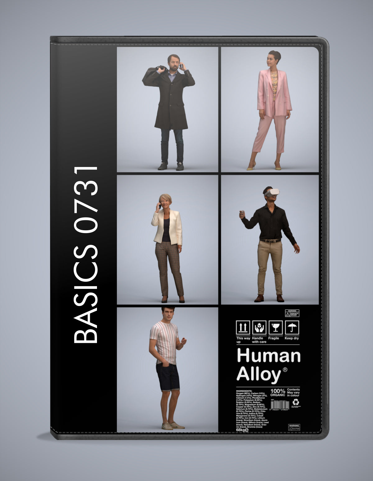 3D human models standing bundle, 5 photogrammetry scanned people for archviz