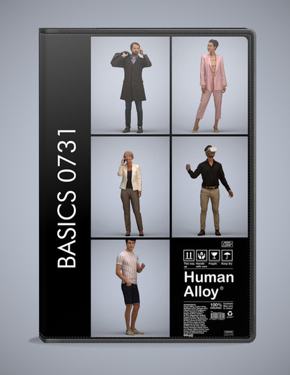 3D human models standing bundle, 5 photogrammetry scanned people for archviz
