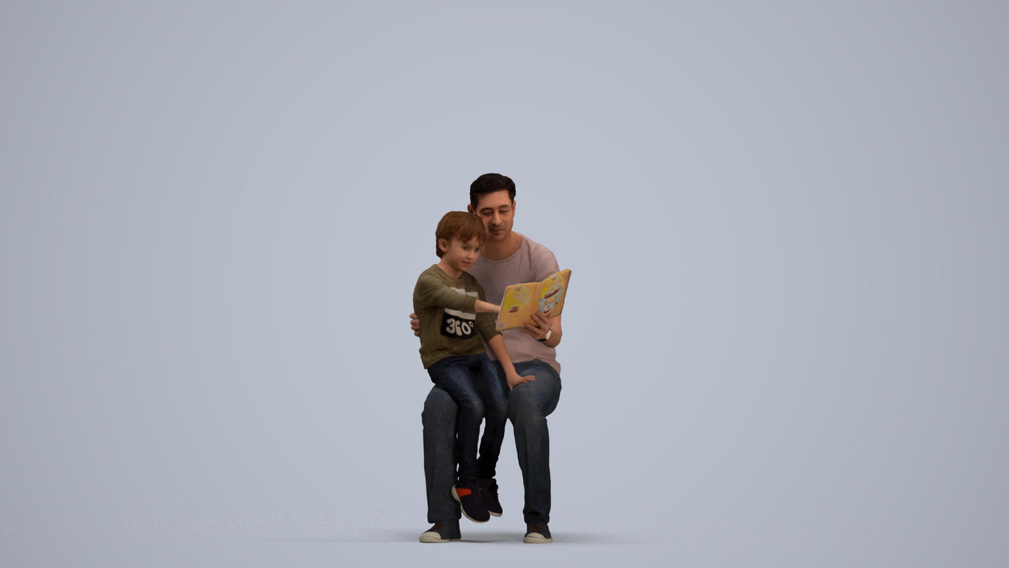 3D human model boy casual kids, photogrammetry scanned person for archviz, standing pose render