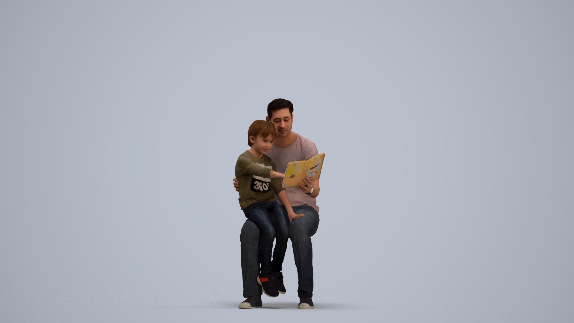 3D human model boy casual kids, photogrammetry scanned person for archviz, standing pose render
