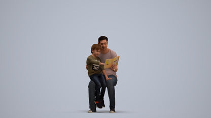 3D human model boy casual kids, photogrammetry scanned person for archviz, standing pose render