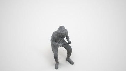 scanned 3D man casual sitting, photogrammetry people for Enscape and V-Ray, wireframe three-quarter view