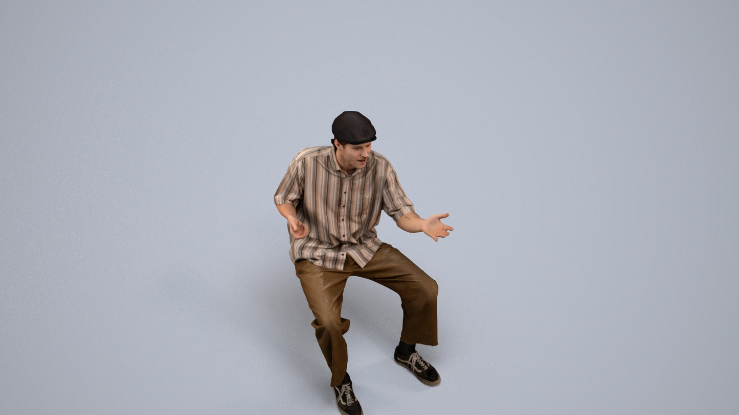 realistic 3D man casual sitting, scanned archviz people for Blender and 3ds Max, back view render