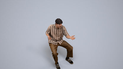 realistic 3D man casual sitting, scanned archviz people for Blender and 3ds Max, back view render