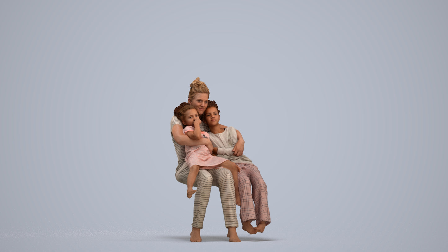 realistic 3D human girl kids, archviz people FBX OBJ for Blender, standing pose render