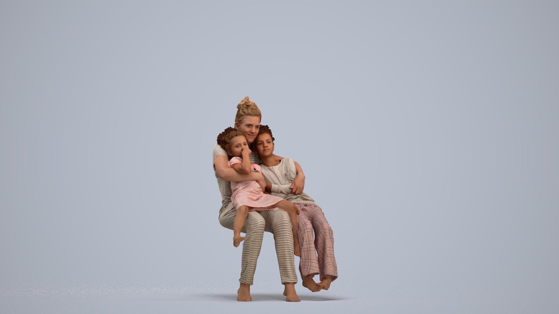 realistic 3D human girl kids, archviz people FBX OBJ for Blender, standing pose render