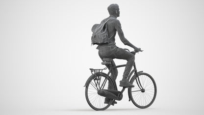 photogrammetry 3D man casual cycling, realistic human model archviz FBX, wireframe side view