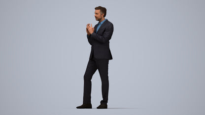 realistic 3D human man business, archviz people FBX OBJ for Blender, top-down view render
