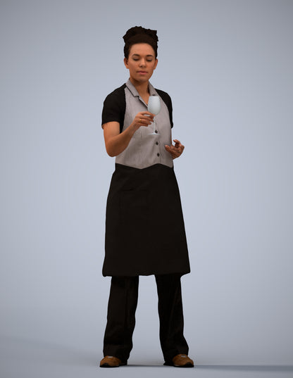 photogrammetry 3D woman hospitality, realistic human model archviz FBX