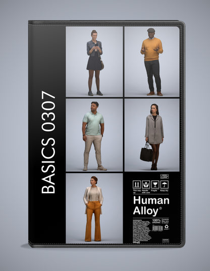 3D human models standing bundle, 5 photogrammetry scanned people for archviz