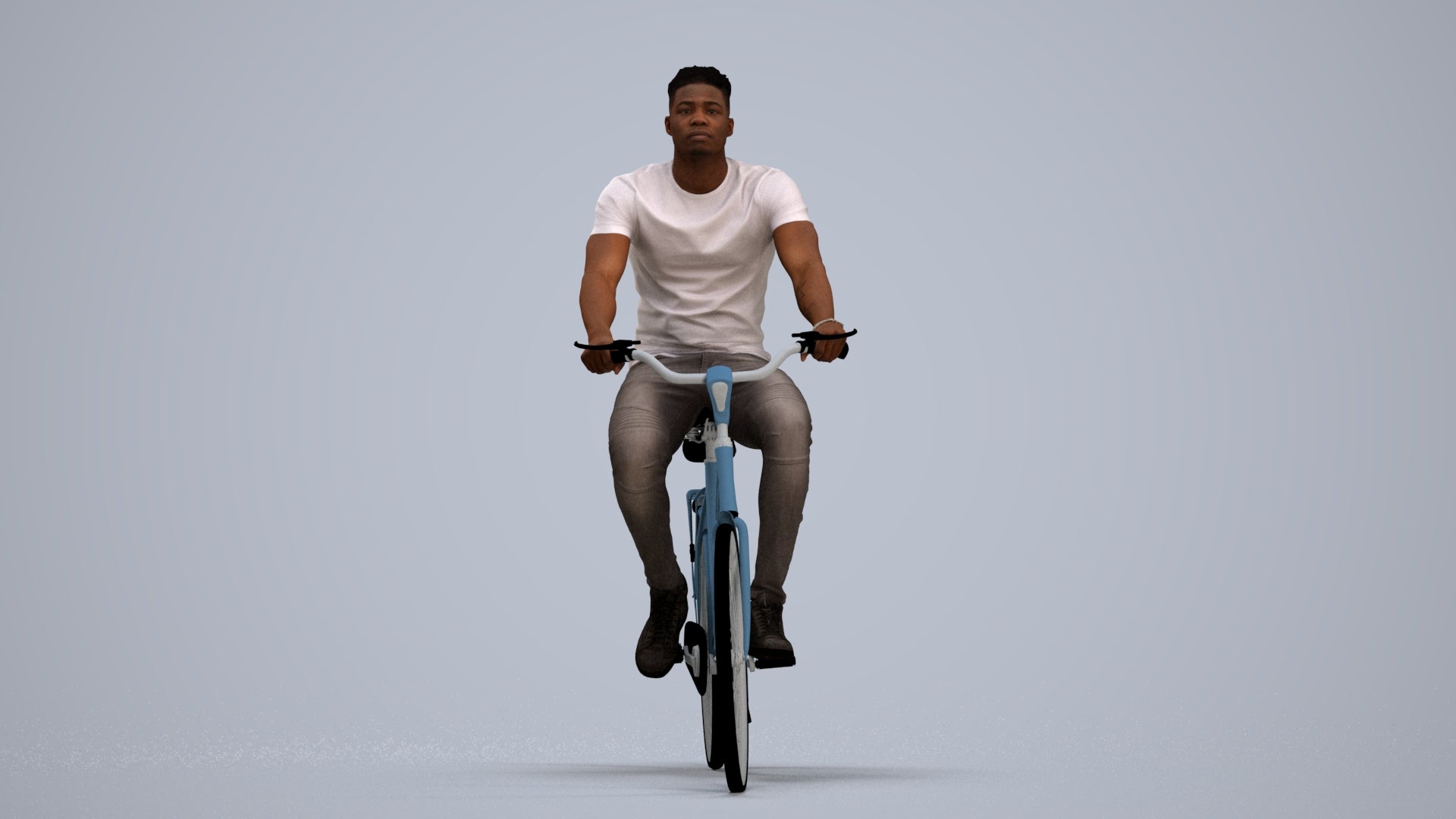 scanned 3D man casual cycling, photogrammetry people for Enscape and V-Ray, standing pose render