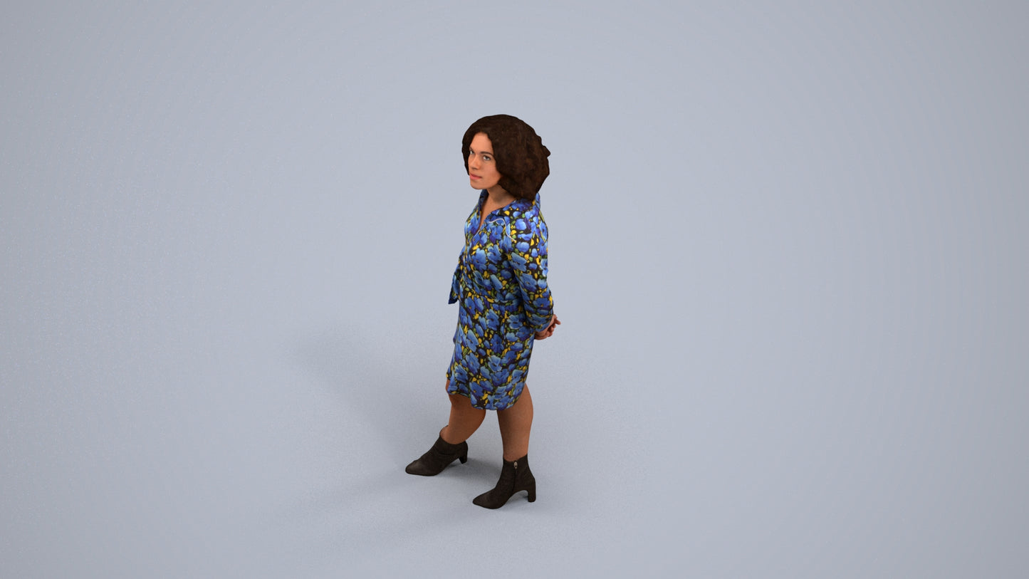 3D people model woman casual standing, scanned human for 3ds Max rendering, back view render