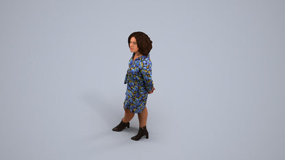 3D people model woman casual standing, scanned human for 3ds Max rendering, back view render