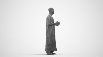 realistic 3D human man standing, archviz people FBX OBJ for Blender, wireframe side view