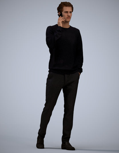 3D human model man casual walking, photogrammetry scanned person for archviz