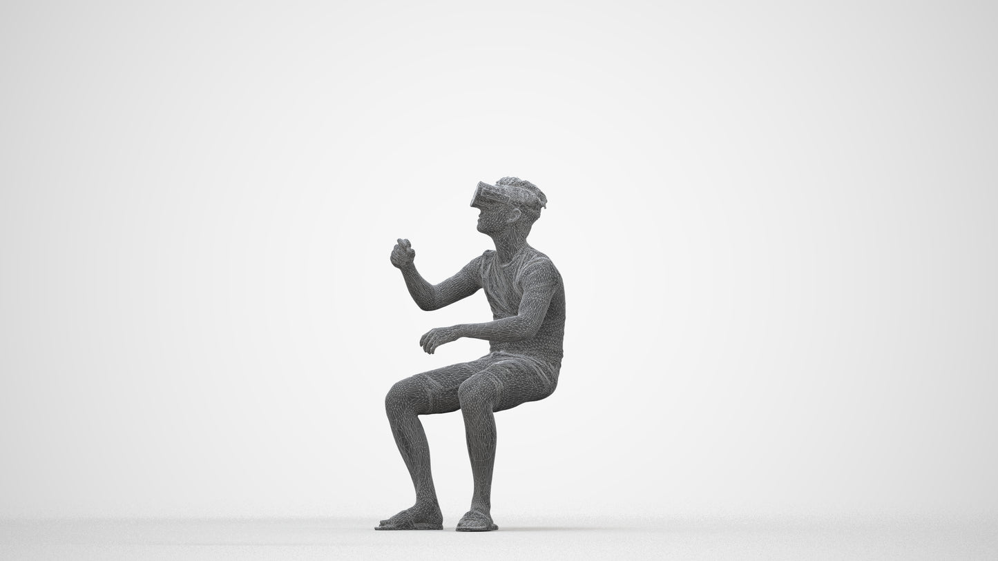 3D people model boy casual kids, scanned human for 3ds Max rendering, wireframe back view