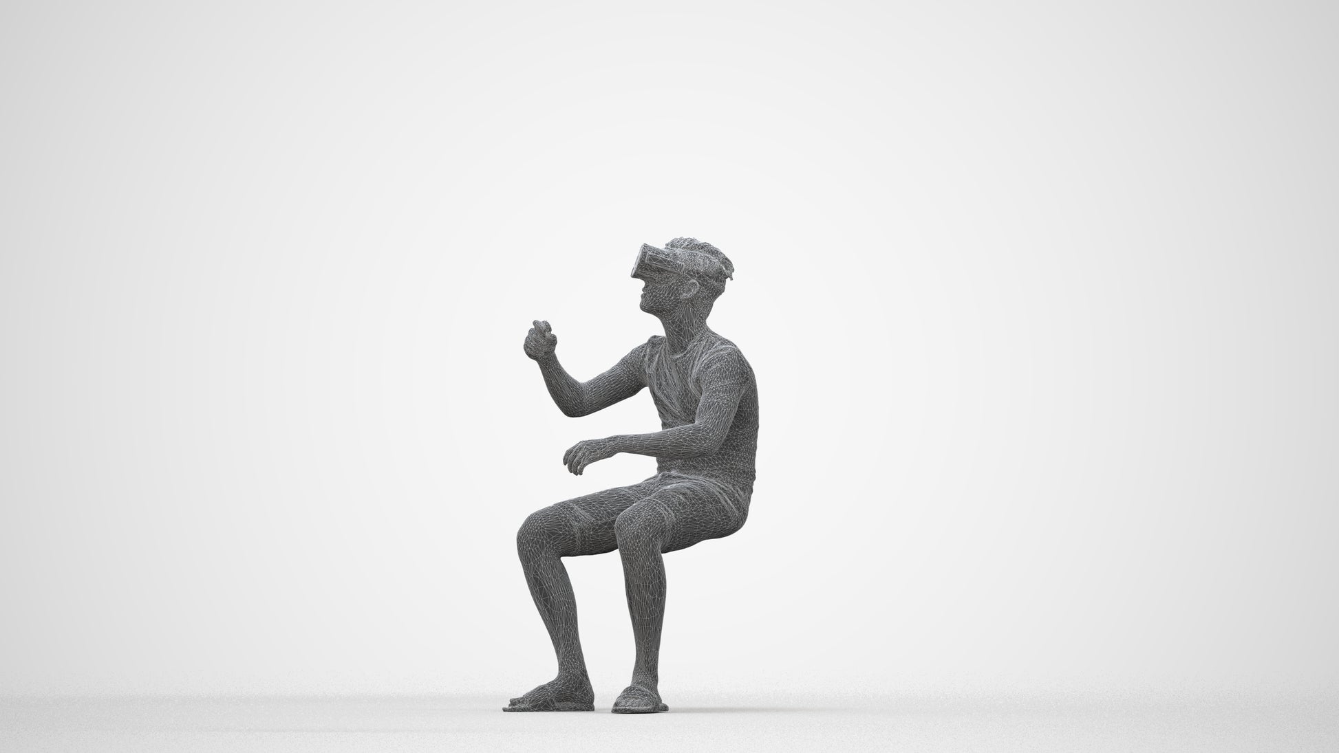3D people model boy casual kids, scanned human for 3ds Max rendering, wireframe back view