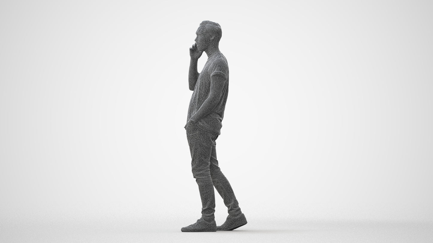 scanned 3D man casual walking, photogrammetry people for Enscape and V-Ray, square thumbnail