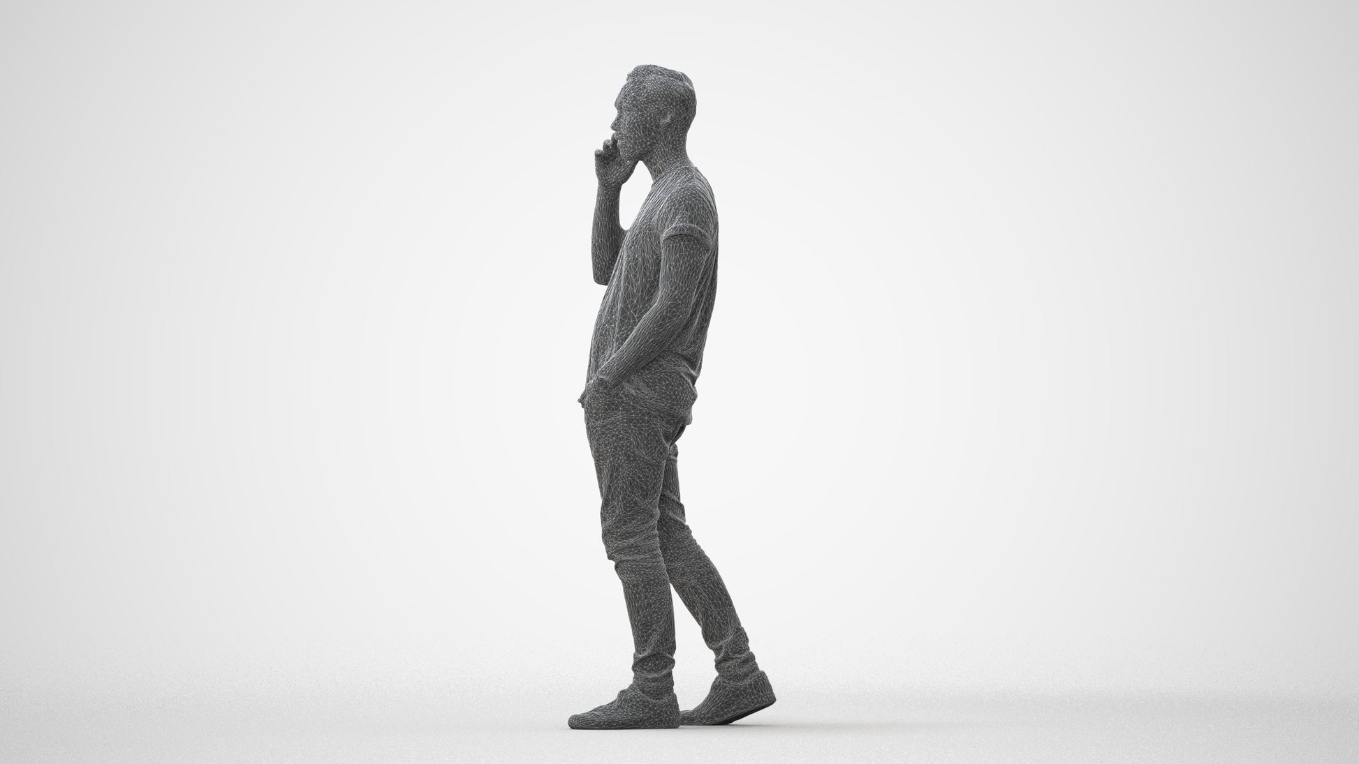 scanned 3D man casual walking, photogrammetry people for Enscape and V-Ray, square thumbnail