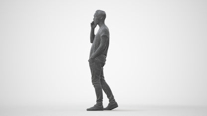 scanned 3D man casual walking, photogrammetry people for Enscape and V-Ray, square thumbnail