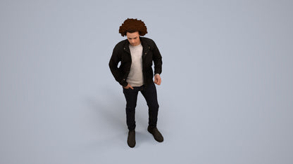 realistic 3D people man casual standing, render-ready for V-Ray and Corona, FBX OBJ, back view render