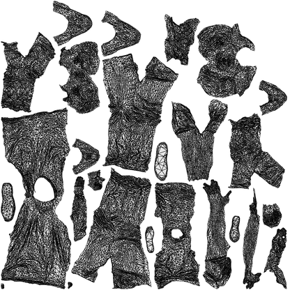 3D people model boy casual kids, scanned human for 3ds Max rendering, wireframe top-down view