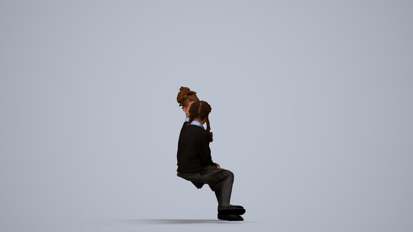 photogrammetry 3D girl kids, realistic human model archviz FBX, side view render