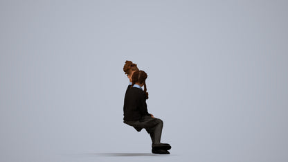 photogrammetry 3D girl kids, realistic human model archviz FBX, side view render