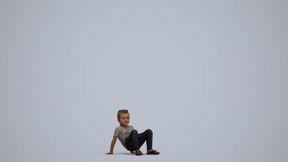 realistic 3D boy casual kids, scanned archviz people for Blender and 3ds Max, standing pose render