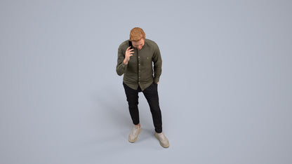 realistic 3D human man casual standing, archviz people FBX OBJ for Blender, back view render
