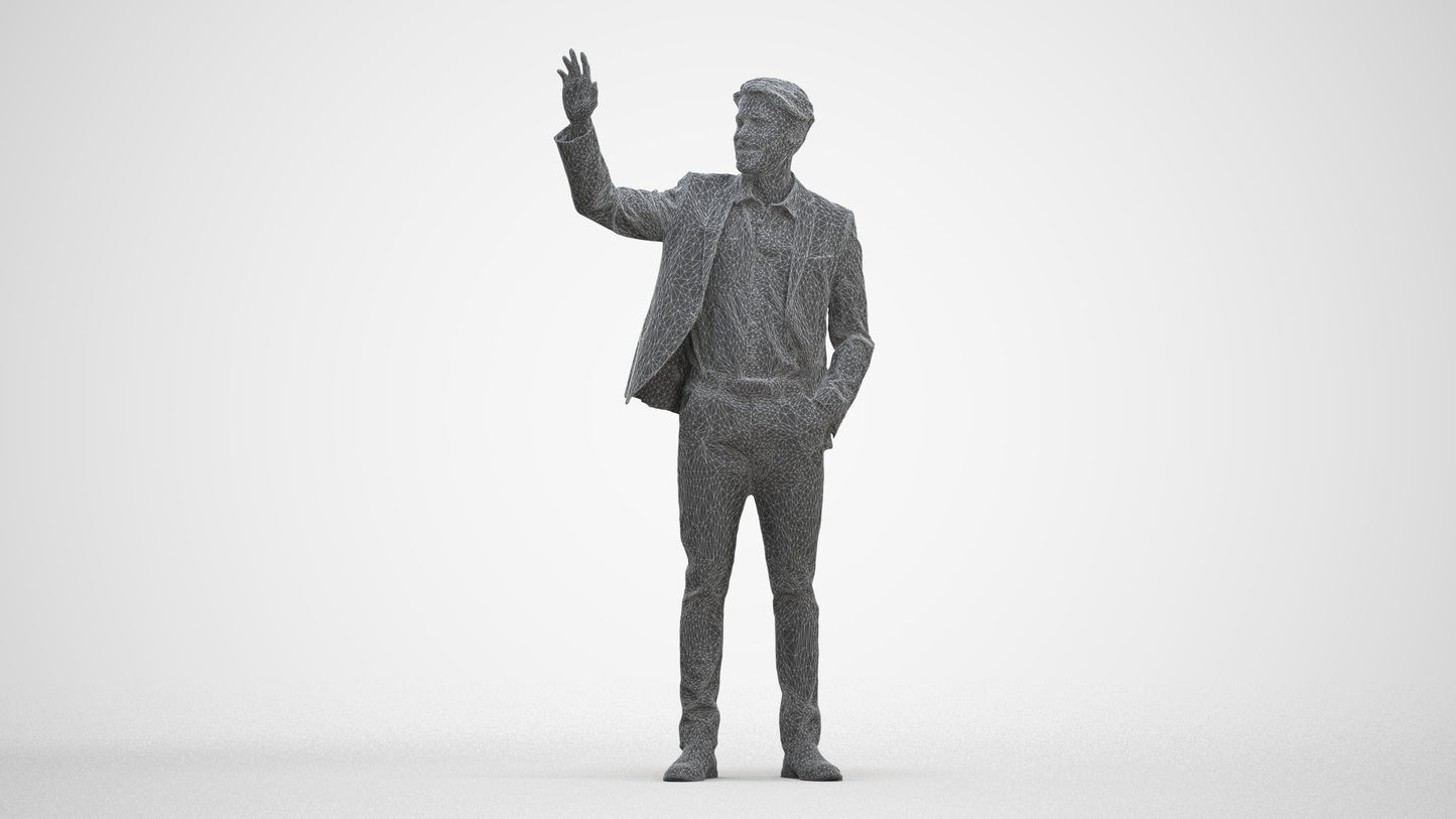 3D scanned man business, photorealistic archviz people for Enscape and SketchUp, three-quarter front view render