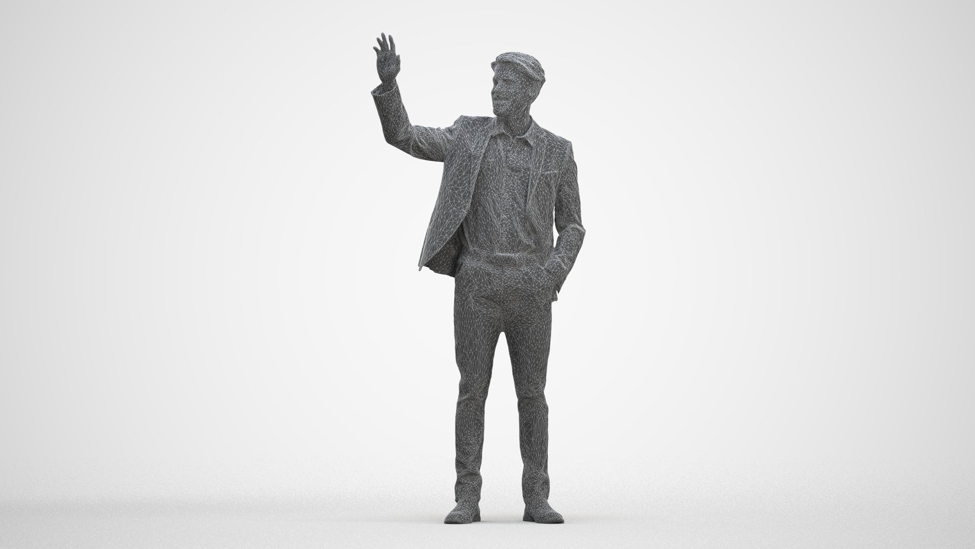 3D scanned man business, photorealistic archviz people for Enscape and SketchUp, three-quarter front view render