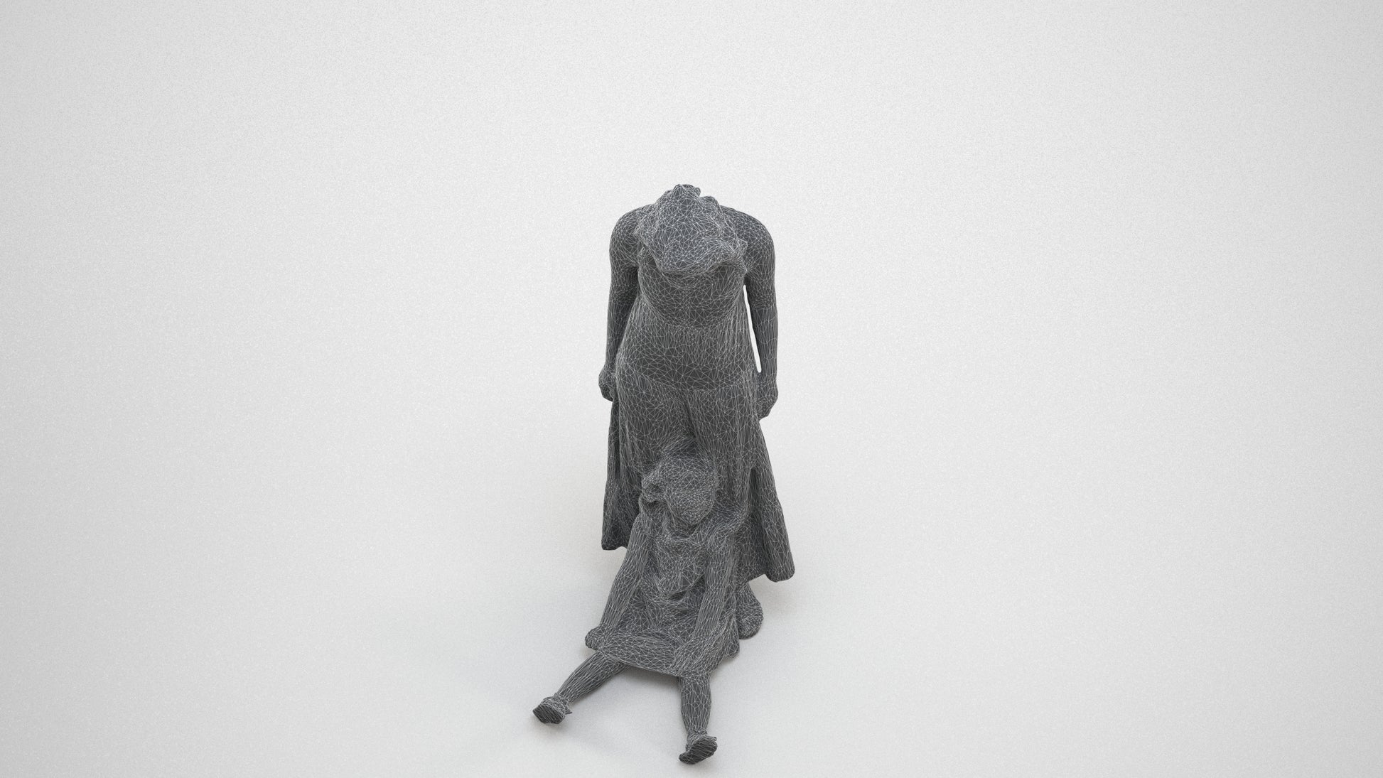 photogrammetry 3D girl casual kids, realistic human model archviz FBX, wireframe three-quarter view