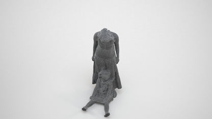 photogrammetry 3D girl casual kids, realistic human model archviz FBX, wireframe three-quarter view