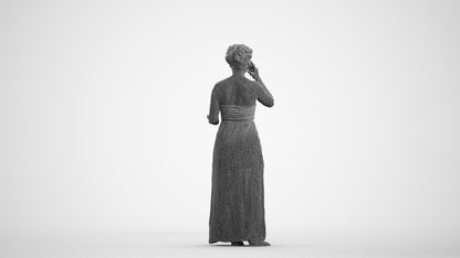 realistic 3D woman casual standing, scanned archviz people for Blender and 3ds Max, wireframe front view