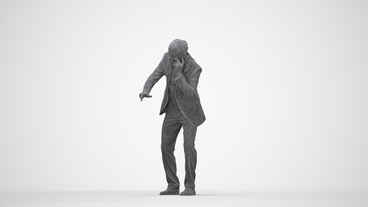 realistic 3D man business, scanned archviz people for Blender and 3ds Max, wireframe back view