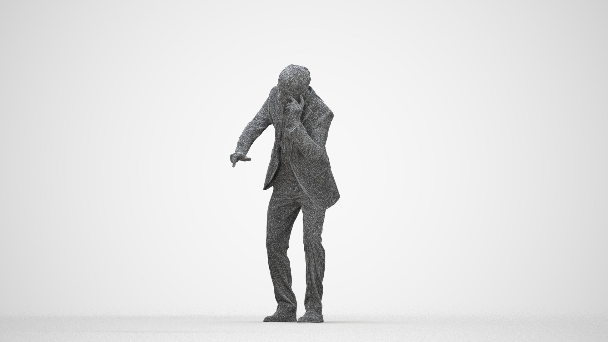 realistic 3D man business, scanned archviz people for Blender and 3ds Max, wireframe back view