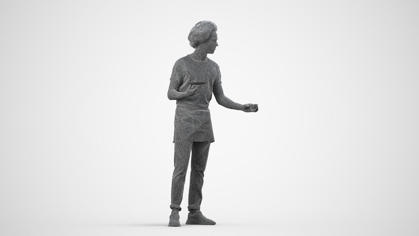 realistic 3D people man standing, render-ready for V-Ray and Corona, FBX OBJ, wireframe side view