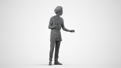 realistic 3D people man standing, render-ready for V-Ray and Corona, FBX OBJ, wireframe side view