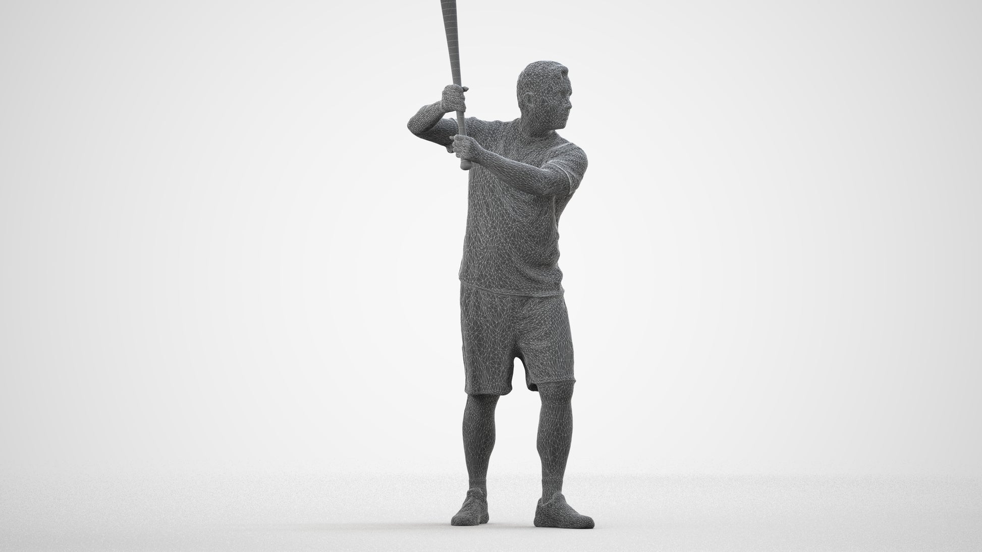 3D scanned man sport, photorealistic archviz people for Enscape and SketchUp, wireframe side view