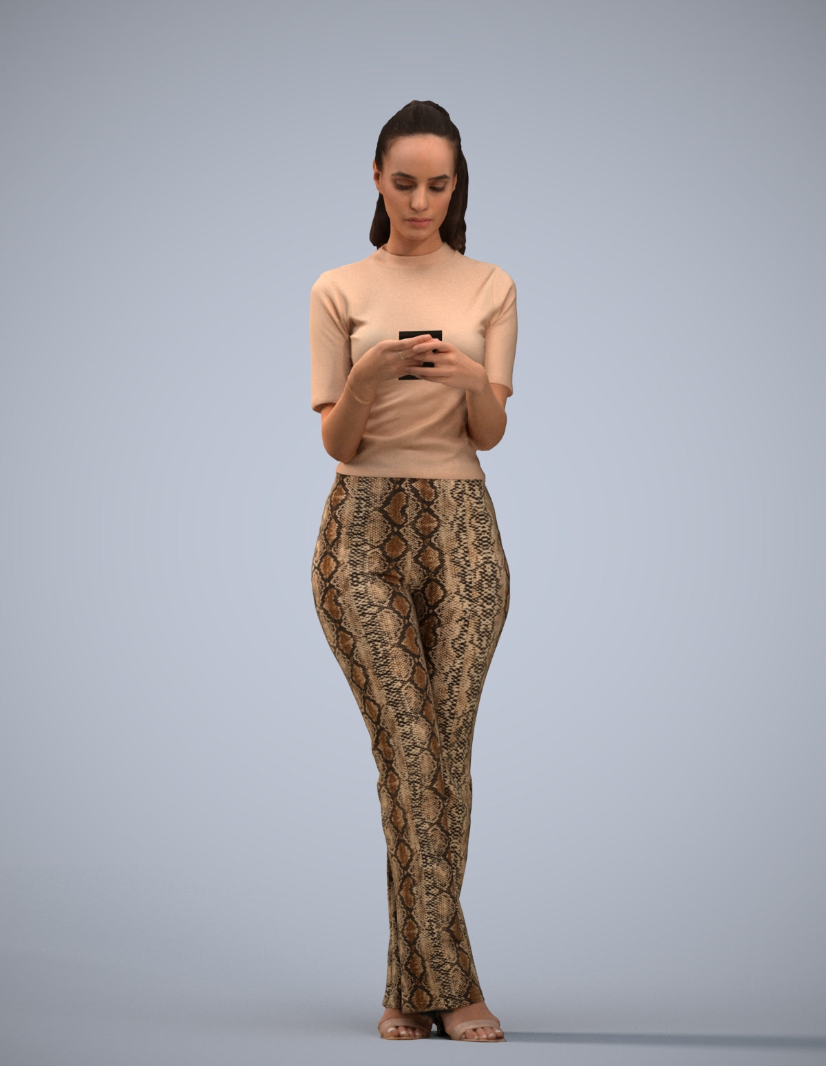 scanned 3D woman casual standing, photogrammetry people for Enscape and V-Ray