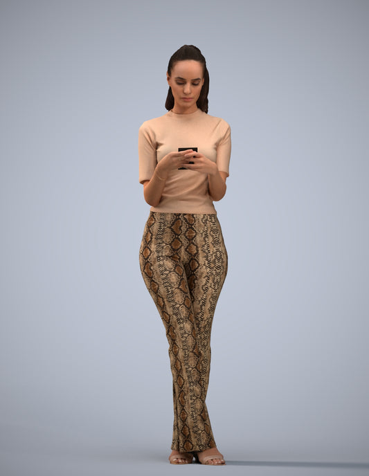 scanned 3D woman casual standing, photogrammetry people for Enscape and V-Ray