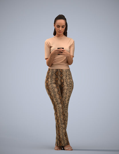 scanned 3D woman casual standing, photogrammetry people for Enscape and V-Ray