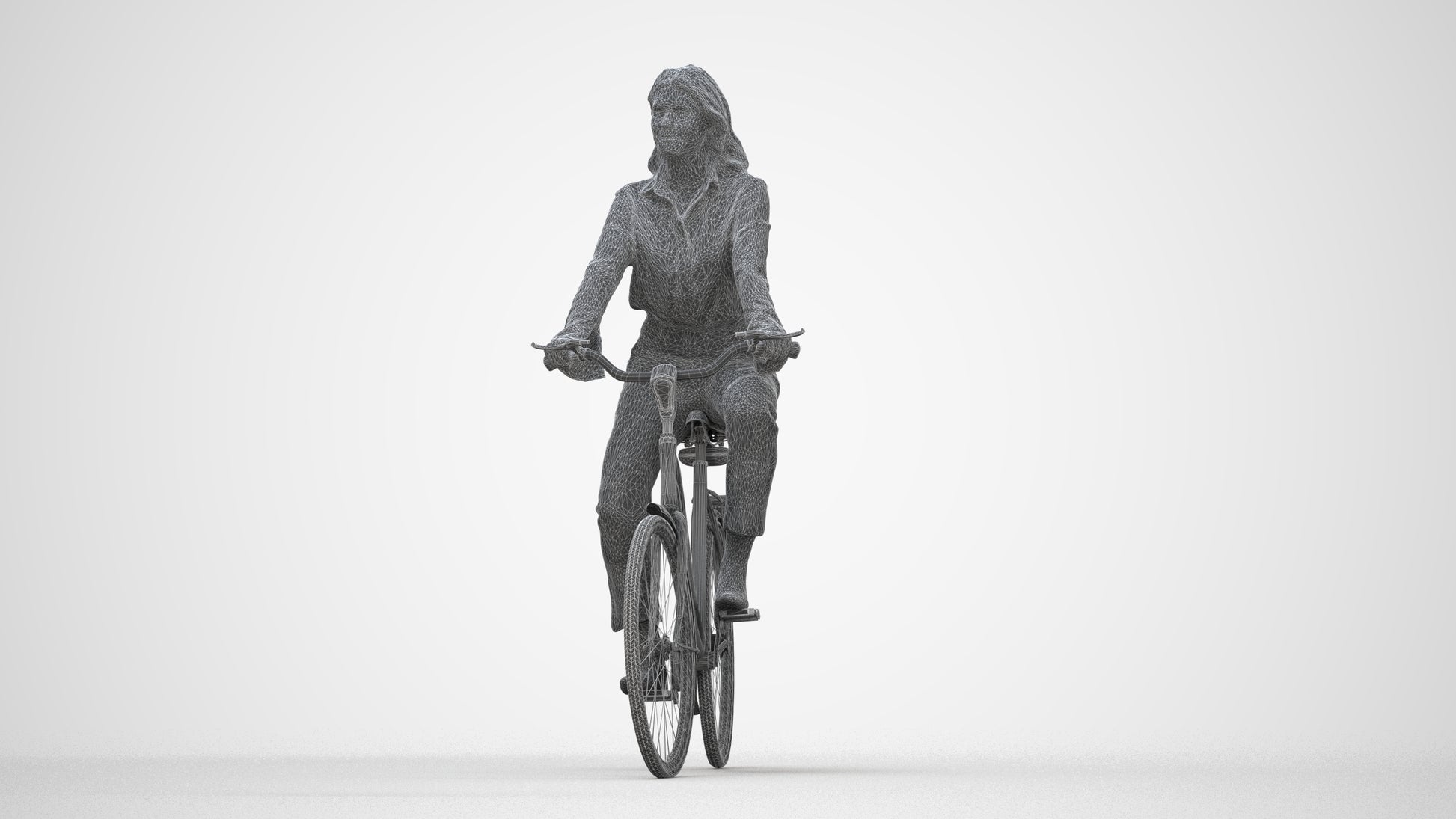 photogrammetry 3D woman business mix, realistic human model archviz FBX, wireframe back view