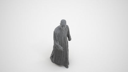 3D people model man walking, scanned human for 3ds Max rendering, wireframe three-quarter view