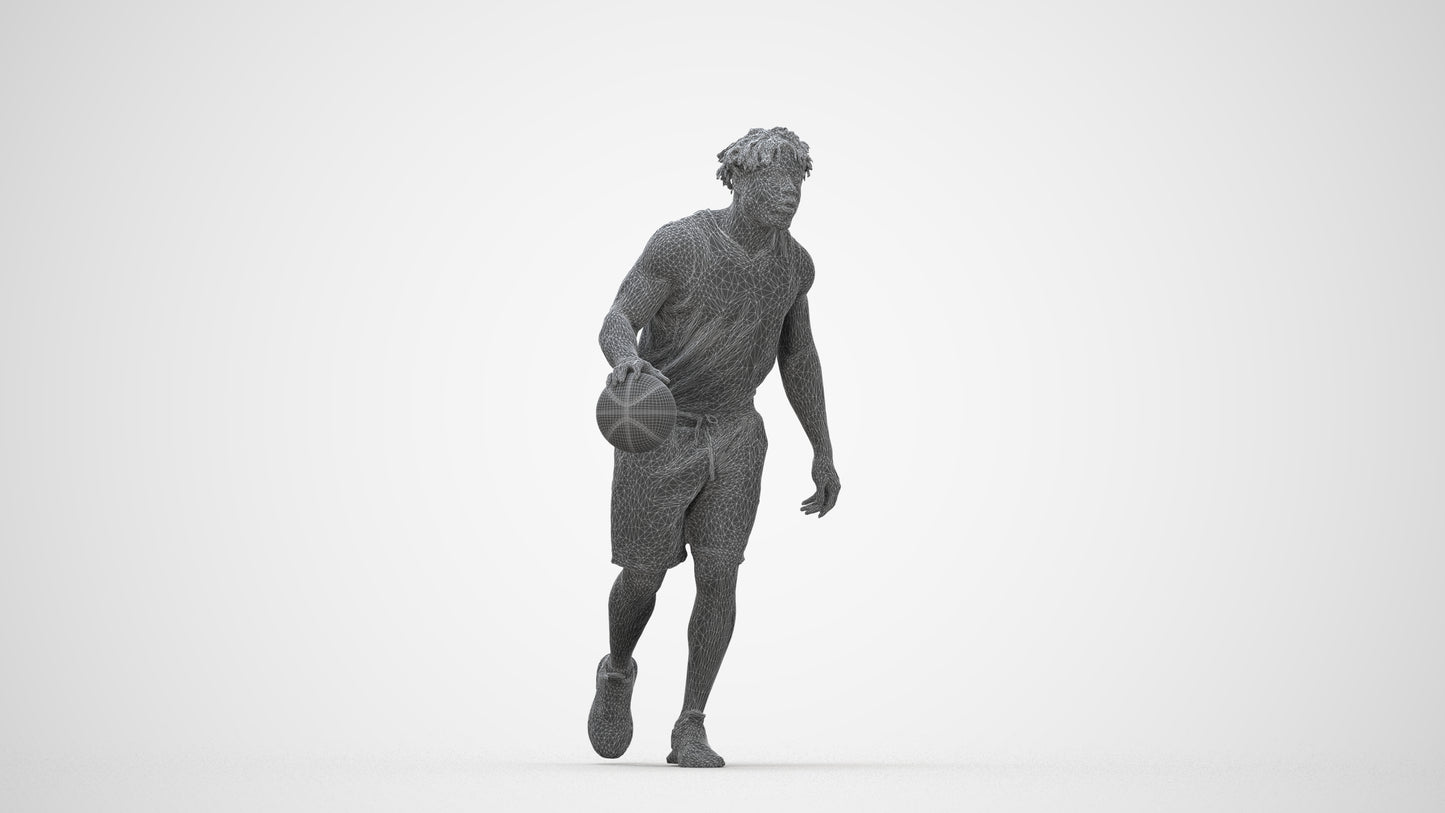 3D scanned man sport, photorealistic archviz people for Enscape and SketchUp, wireframe back view