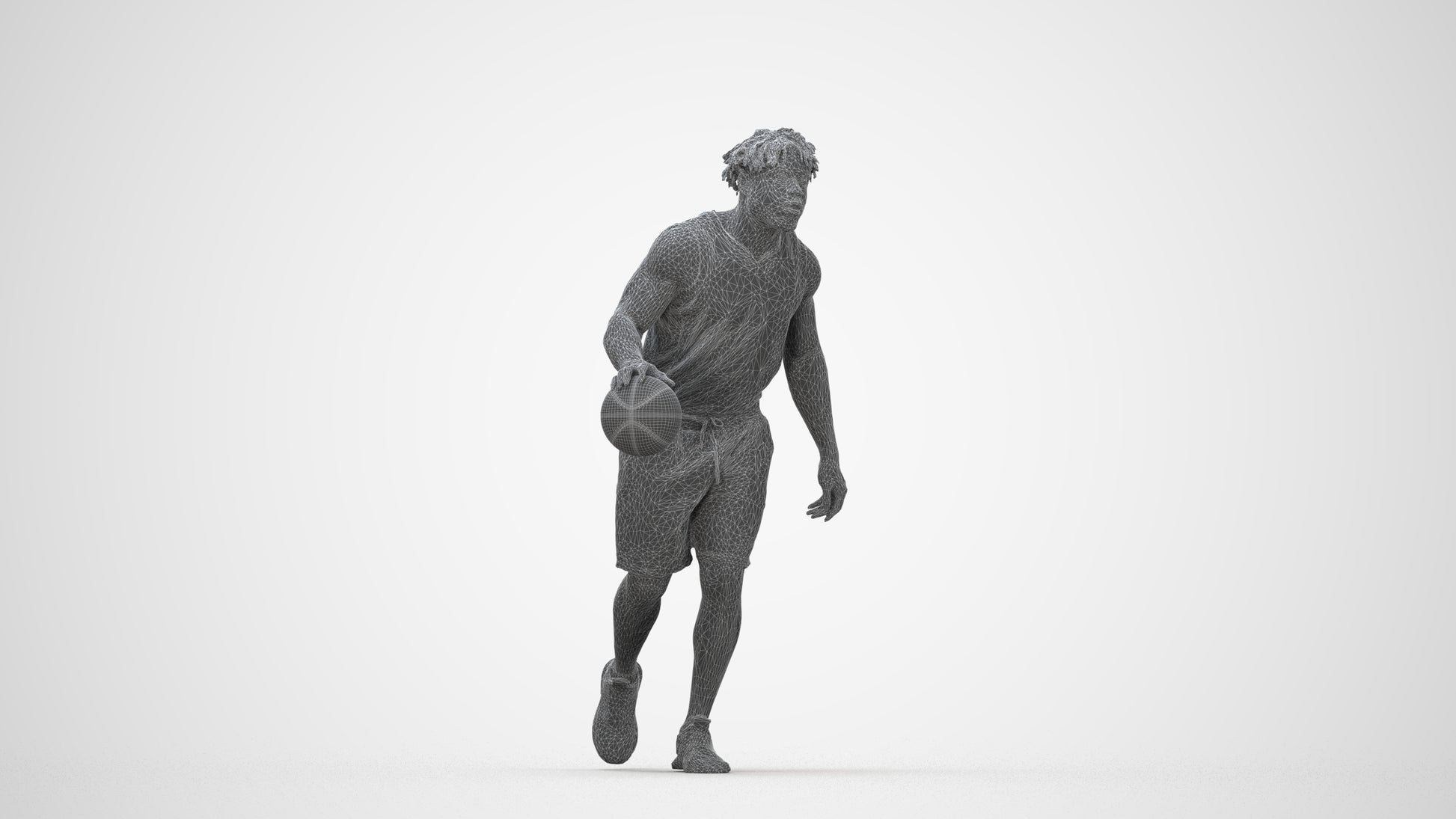 3D scanned man sport, photorealistic archviz people for Enscape and SketchUp, wireframe back view