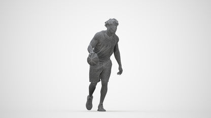 3D scanned man sport, photorealistic archviz people for Enscape and SketchUp, wireframe back view