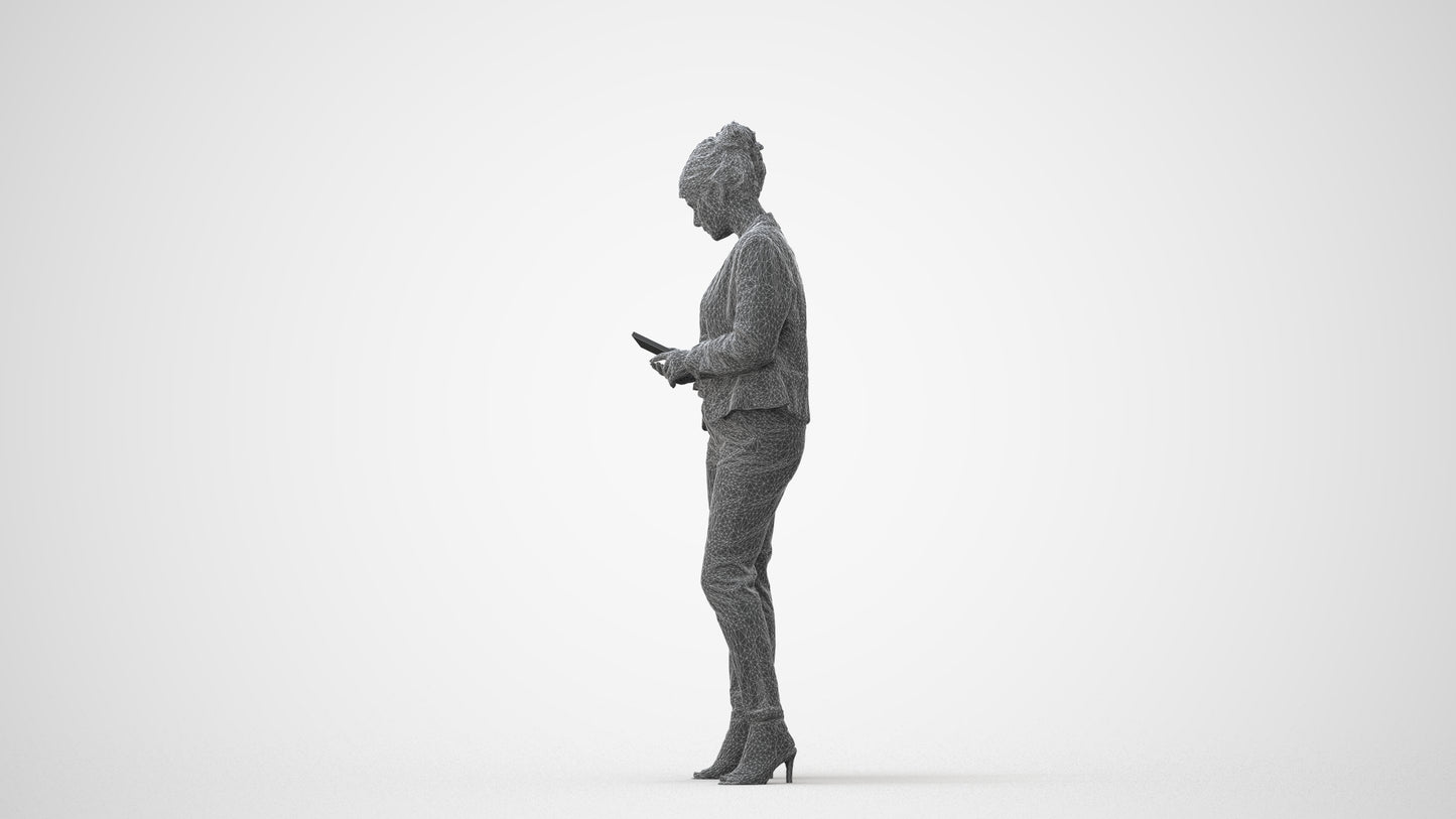 3D people model woman business standing, scanned human for 3ds Max rendering, square thumbnail